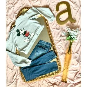 Crop top Mickey Mouse crew neck sweater